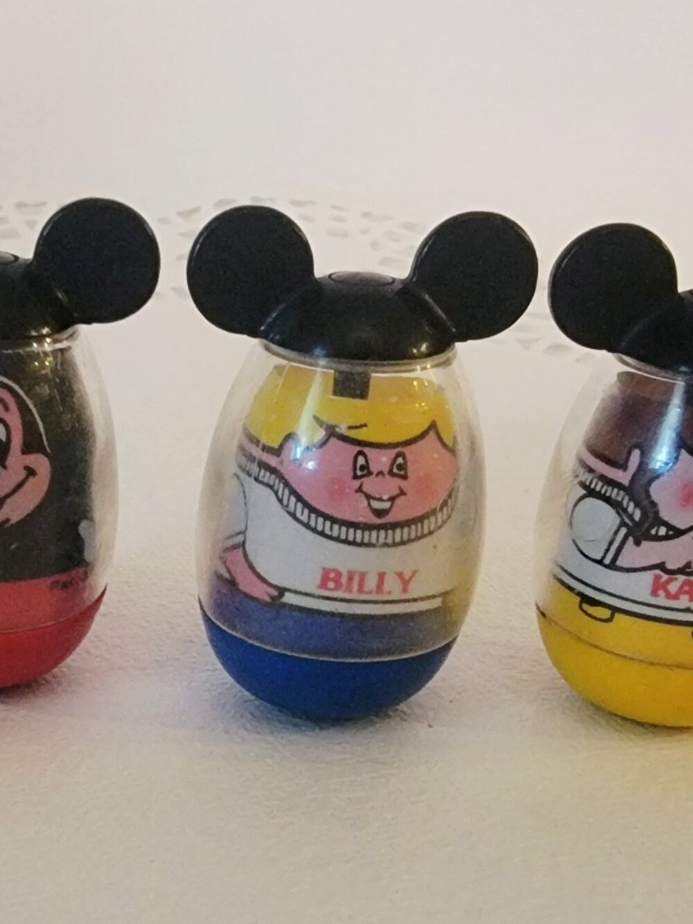 Set of 3 Vintage Weebles, Mickey Mouse, Billy, and Karen from Magic Kingdom set